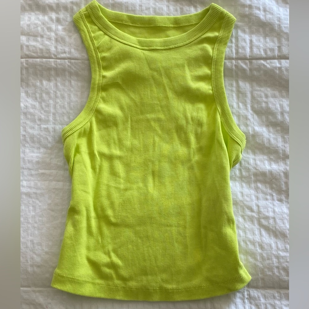 Lime green ribbed Maeve tank top
